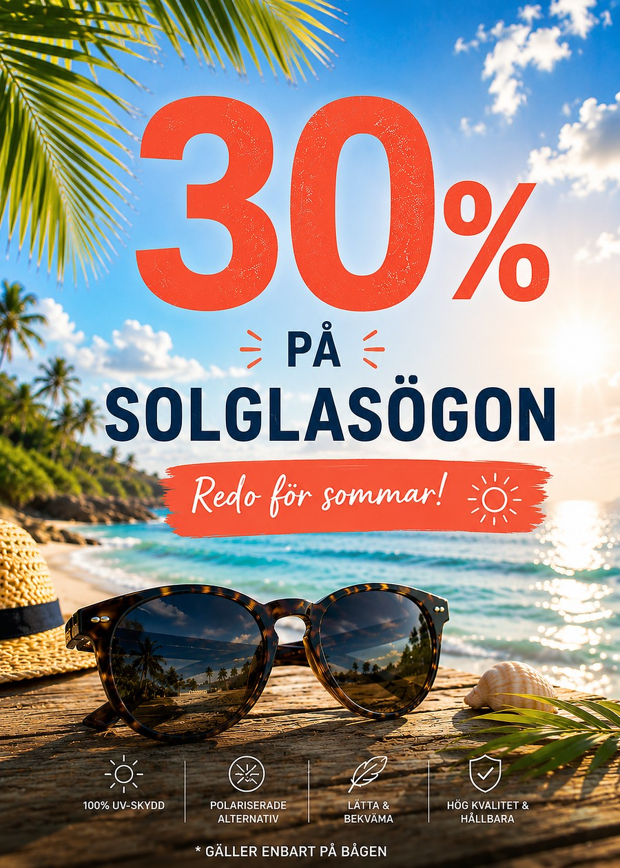 30 % rabatt på solglasögon